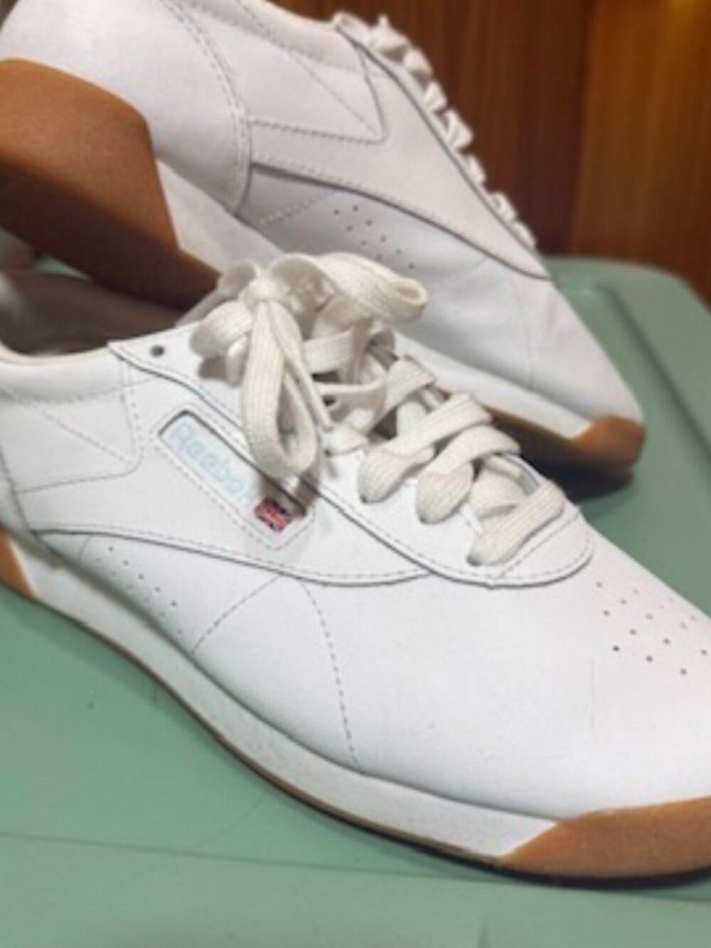 White Retro Reebok Freestyle Low Gum Sneakers